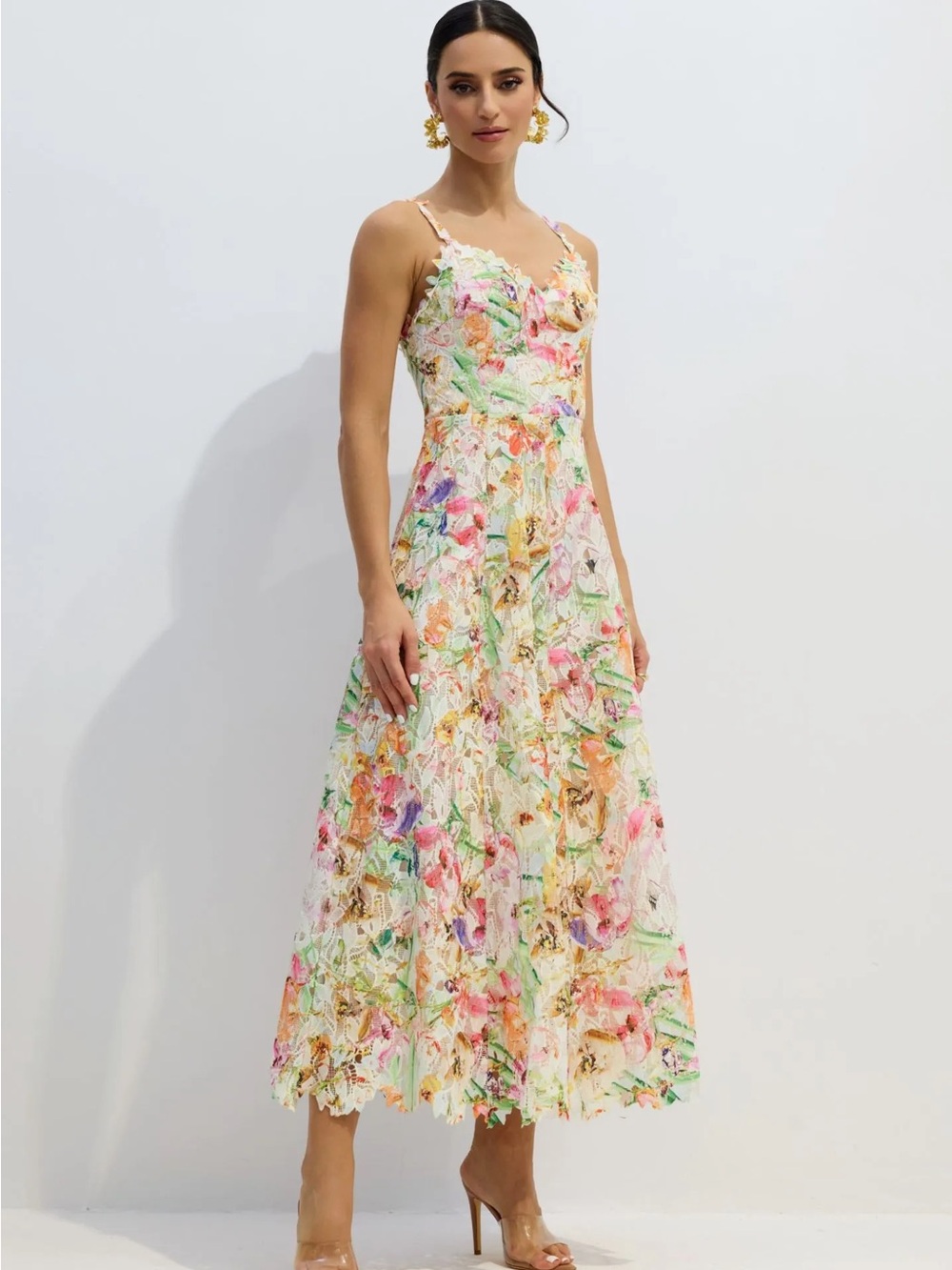 Violet Floral Embroidered Lace Midi Dress - From Sunfere sizes M & XL